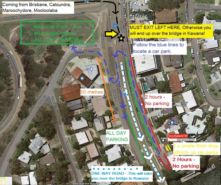 Brisbane Road Access and Parking Map Scuba World